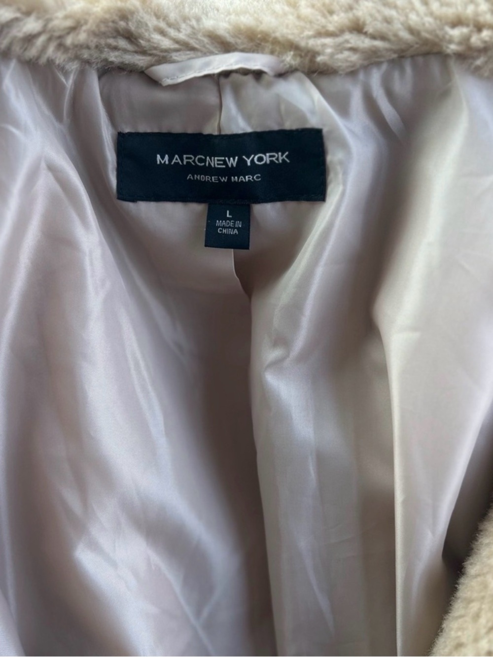 Marc New York Taupe Faux Shearling Belted Coat - Picture 4 of 6